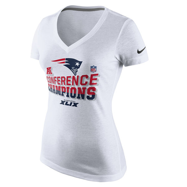 New England Patriots Women's Nike 2014 AFC Champions Trophy Collection Locker Room V-Neck Tri-Blend T-Shirt - White